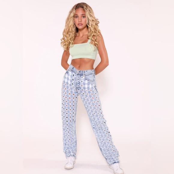 NWT Revice Laser Cut Jeans Distressed Size 27 - Picture 2 of 13